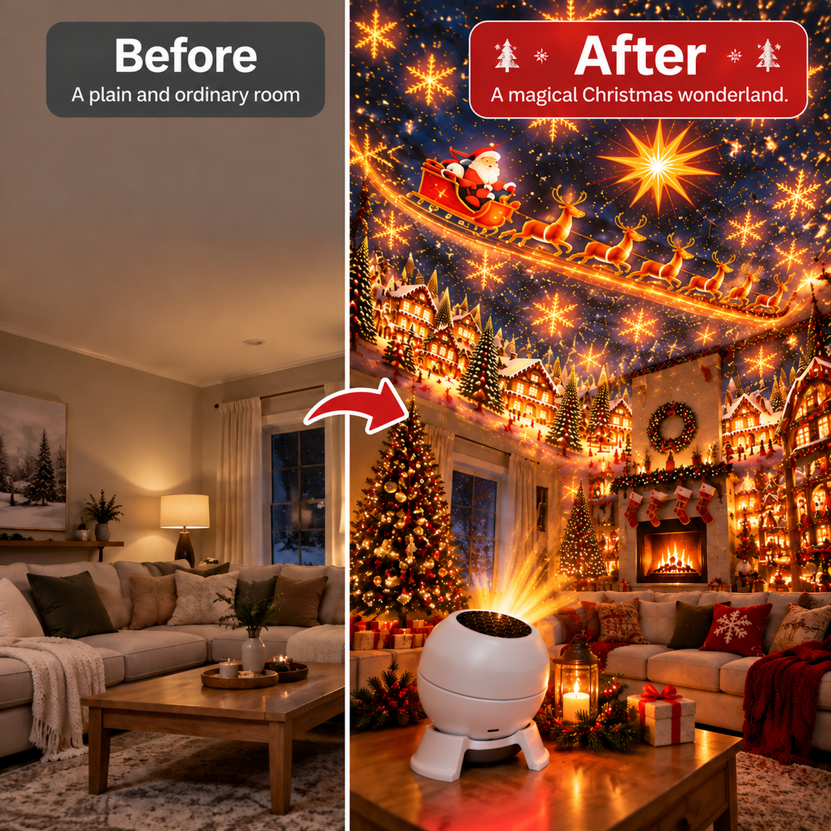 🎄 Magical Christmas Projection Night Light – Transform Any Room Into A Holiday Wonderland