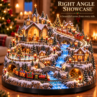 🎄🚞Lighted Animated Christmas Village with Train, Reindeer Sleigh & Waterfall✨
